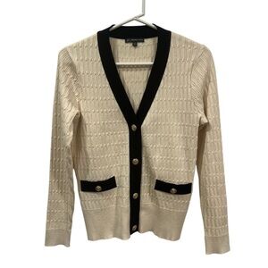 Adrienne Papell Cream and Black Cardigan